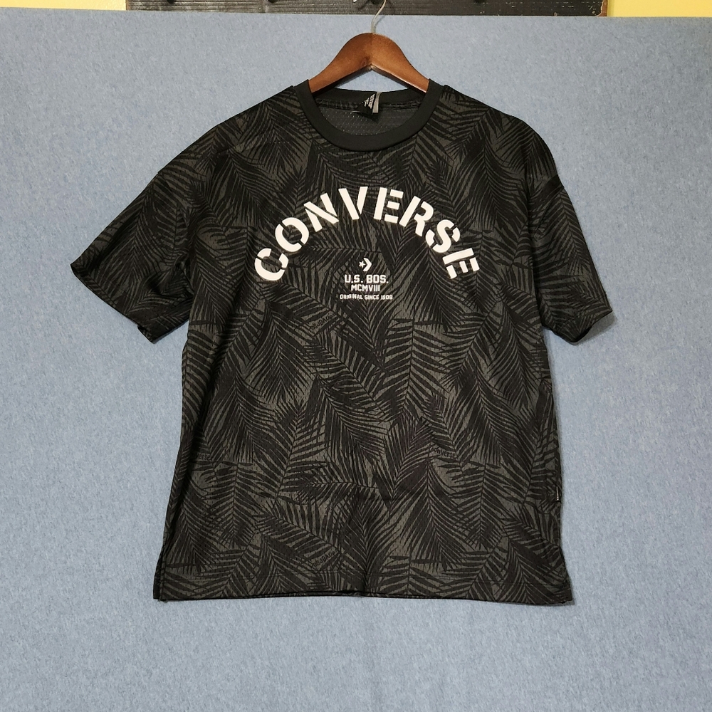 Converse black leaf print tee shirt. Size XS